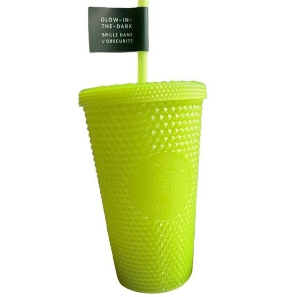 Starbucks Glow in Dark Lemongrass Studded Tumbler 16 oz Cup Straw 2022 New Gift - Picture 2 of 9